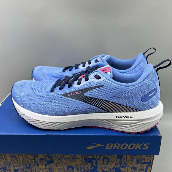 Brooks Revel 6 Running Shoes Women Size 8 Blue Pink Comfort Sneakers With Box - Picture 3 of 9